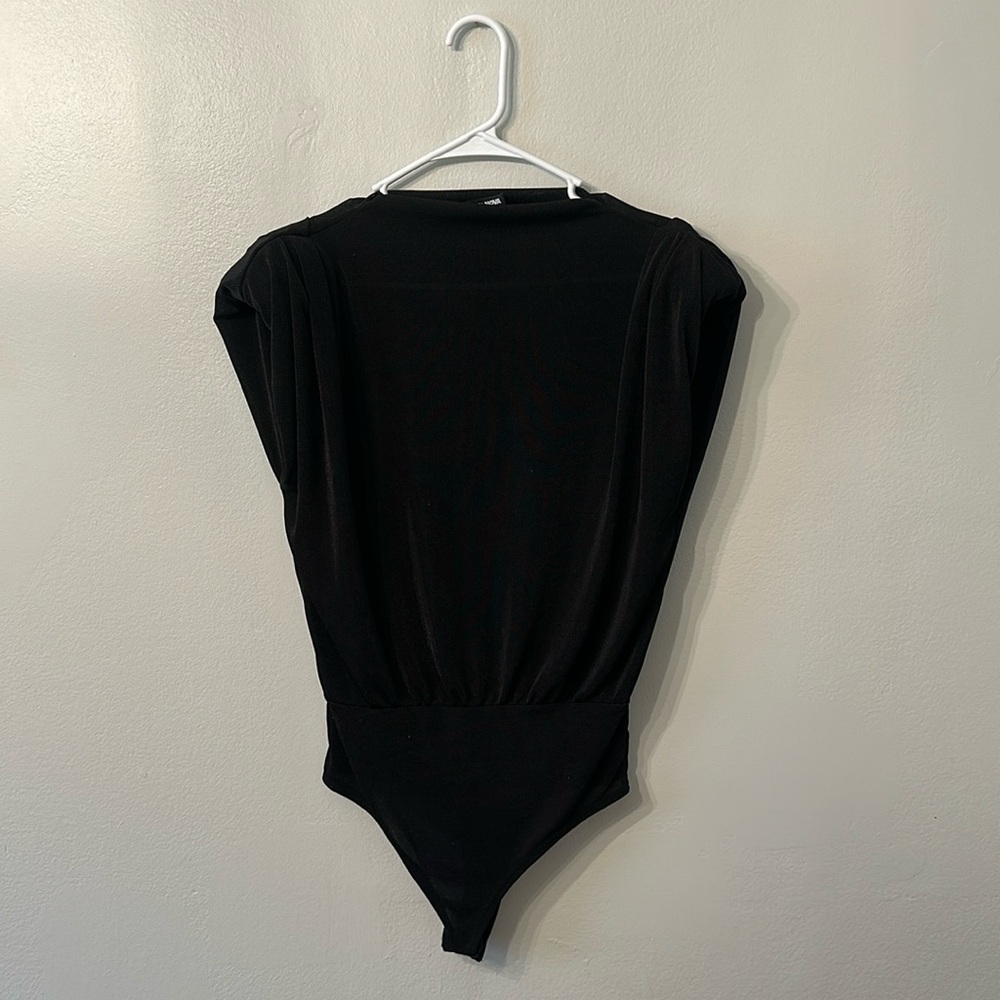 Fashion Nova Impress You Shoulder Pad Bodysuit - Black
